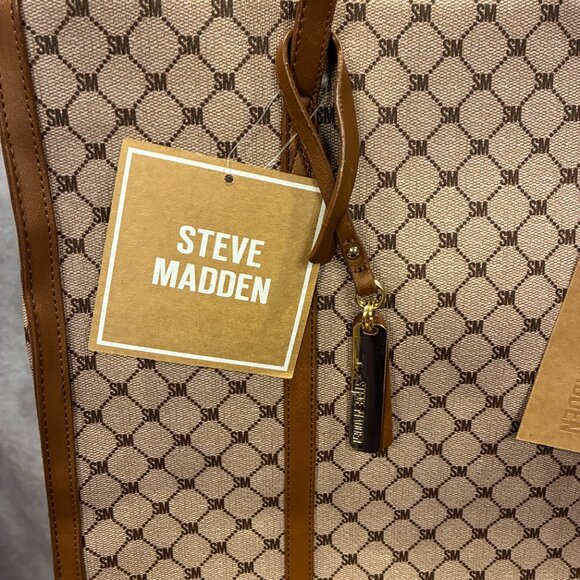 Steve Madden Multipurpose Cognac BBerlin Logo Monogram Tote, Bag in Bag. - Picture 2 of 14